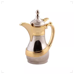 فلاسک عربی تک نفره مراکشی نقره ای طلایی کمربندی