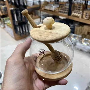 عسل خوری درب بامبو به همراه زیر و قاشق