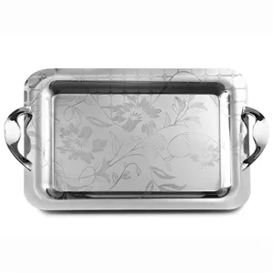 سینی آینه ای دسته زاماک جفتی نقره ای KST-8354 کی اس تی (پس کرایه)