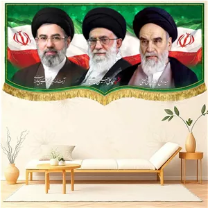 کتیبه مخمل تمثال آیت الله سید علی خامنه ای و امام خمینی و سید مجتبی خامنخ ای