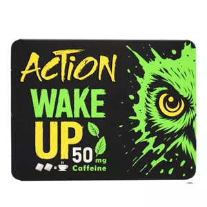 آدامس کافئین دار بدون شکر اکشن ACTION بسته 10 عددی Wake up نعنایی 