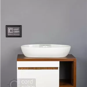 روشویی کابینتی طرح پرشین سفید چوب بیضی آرمیتاژ