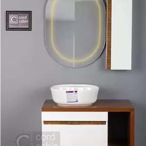 روشویی کابینتی و آینه باکس طرح پرشین سفید چوب گرد گاتریا سفید