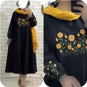 کفتان گلدوزی اروشا پاییزی مخمل کبریتی ریز فری سایز قد 140