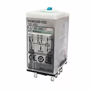 رله اشنایدر شیشه ای 8 پایه 6 آمپر 125 ولت Schneider Relay RXM2AB1GD DC