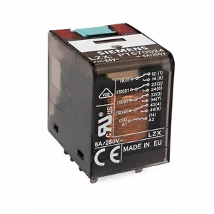 رله شراک شیشهای 14 پایه 24 ولت 6 آمپر Siemens PT570048