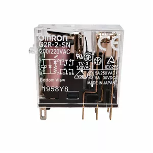 رله امرون شیشهای 8 پایه 220 ولت 5 آمپر Omron G2R-2-SN