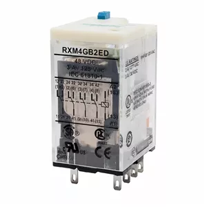 رله اشنایدر شیشه ای 14 پایه 3 آمپر 48 ولت Schneider Relay RXM4GB2ED DC