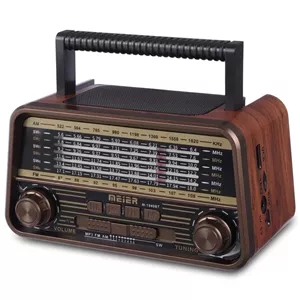 رادیو مایر 8 باند FM، AM، SW، MW و TV با قابلیت بلوتوث و AUX مدل M-1939BT، باطری خور و برق مستقیم 5 وات