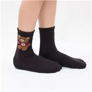 جوراب ساق بلند بچه گانه تدی قهوه ای سوخته پنبه ای