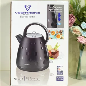 کتری برقی 1 7 لیتری مشکی دو جداره VE67 ووگاتی (100) ارسال نیمه رایگان ارسال شکستنی و شیشه جات فقط با باربری با بیمه