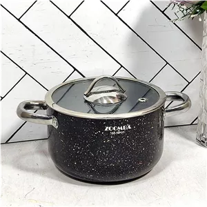 قابلمه درب پیرکس مشکی سایز 16 گرانیتی زومبا (18) ارسال شکستنی و شیشه جات فقط با باربری با بیمه 