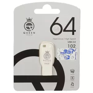 فلش مموری Queen tech USB2.0 مدل 102 ظرفیت 64GB - سفید (گارانتی مادام العمر شرکت آی تین)