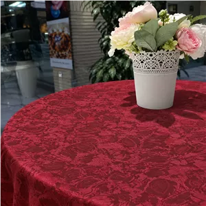 رومیزی ژاگارد طرح گل رز زرشکی، گرد قطر 200 رزین تاژ