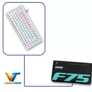 کیبورد مکانیکال 75% AULA F75 ( رنگ کلید سفید ) سوییچ BLUE