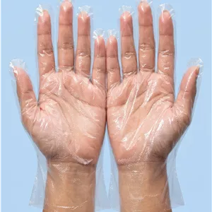 دستکش نایلونی یکبار مصرف بسته 100 عددی شفافمروارید طب اصفهان