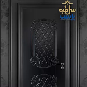 درب چوبی ملامینه طرح گل پونه رنگ بلک