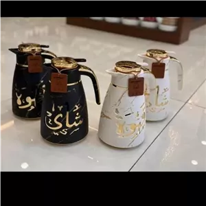 فلاسک چای و قهوه 1 لیتری شیشه صورتی