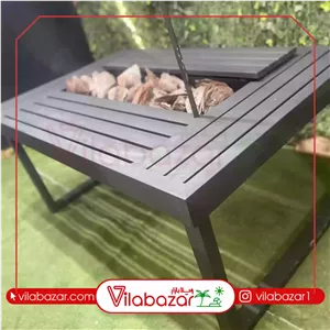 میز آتشدان مستطیل گازی تمام فلز مدل نیمکتی (هزینه ارسال با مشتری گرامی به صورت پسکرایه)