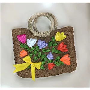 زنبیل حصیری دسته گرد ، مدل لاله ( پس کرایه)