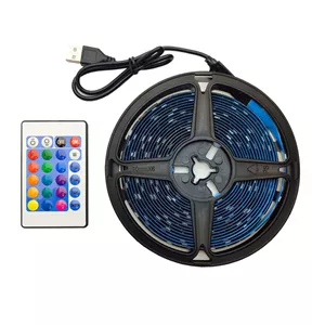 ریسه ال ای دی RGB گیمینگ 5 متری USB با ریموت کنترل و تنظیم روشنایی، نور رنگی تزئین اتاق 4 سیم
