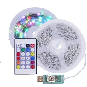 ریسه ال ای دی هوشمند 10 متری مدل 2812 فول کالر بلوتوثی ضد آب رقص نور با میکروفون USB 5 ولت مناسب پشت تلویزیون