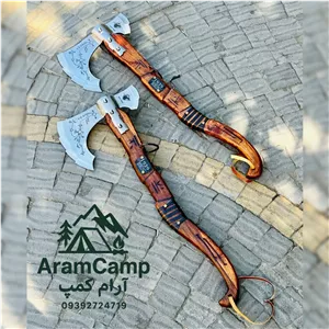 تبر دکوری وایکینگ دستساز – فولاد با کیفیت، دسته چوبی ارگونومیک