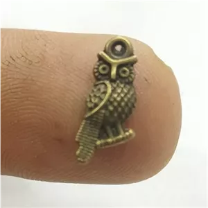 خرجکار فلزی برنزی طرح جغد تک حلقه