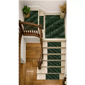 فرشینه روپله ای مخمل ترک مدرن سبز مشکی L660