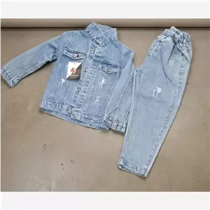 کت شلوار لی بچگانه پاییزه گلدوزی شده پشت کت سایز 40 تا 55