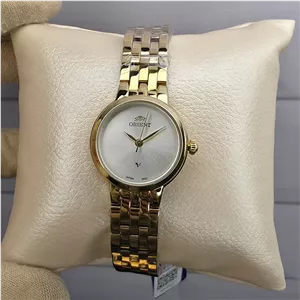 ساعت مچی عقربه ای اورجینال زنانه اورینت وی(V)طلایی نقره ای مدل 842L