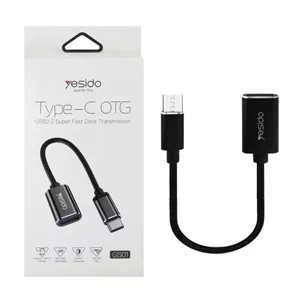 کابل تبدیلyesido OTG Type-C مدل GS01 - مشکی (گارانتی 12 ماه تعویض نیکان همراه)