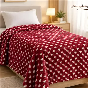پتوی مسافرتی تک نفره طرح قلب های ریز خوش رنگ 