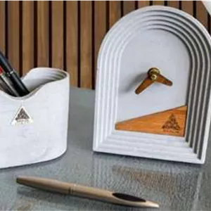 ست جاقلمی و ساعت رومیزی تبلیغاتی با حکاکی سفارشی  کد0591