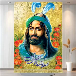 کتیبه مخمل تصویر حضرت عباس باب الحوائج السلام علیک یا ابوالفضل العباس