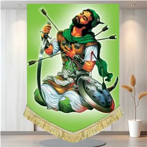 کتیبه مخمل تصویر حضرت ابوالفضل باب الحوائج علمدار کربلا