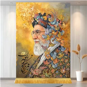 کتیبه مخمل تمثال آیت الله خامنه ای بالاترین کیفیت با ریشه دوزی