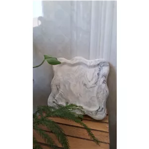 سینی مربع دفرمه طرح مرمر دستساز 