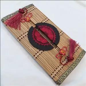 جعبه دستنال کاغذی حصیری بنفش سرخابی ترکیبی 