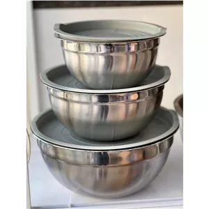 لگن استیل درب دار 3 تایی لو کاتلی