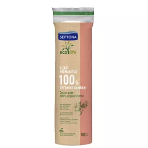 پد آرایش پاک کن ارگانیک سپتونا Septona Ecolife Organic Cotton Makeup Removal بسته 100 عددی