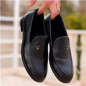 کفش کالج مردانه چرم صنعتی درجه یک مشکی مدل آرتین