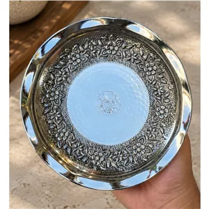 پیش دستی مسی سه پایه کروم گلبرگ هنر 