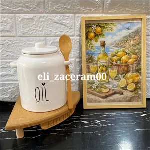 بانکه روغن جامد سرامیکی قاشق دار سه کیلویی 