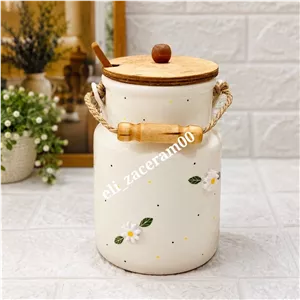 بانکه روغن جامد سرامیکی 2 کیلویی طرح گل بابونه 