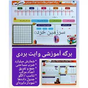 برگه آموزشی وایت برد توتک ویژه پایه پنجم - شمارش میلیارد، ضرب مساحتی، جمع و تفریق اعداد مرکب، تناسب الگو، جدول داده ها