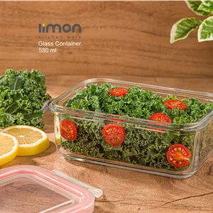 ظرف شیشه ای مستطیل 580 میلی لیتر لیمون