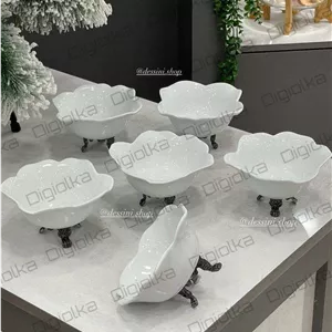 بستنی خوری شش نفره طرح گل با پایه فلزی