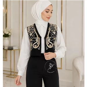 جلیقه رسمی زنانه مزون مروا مدل سوزندوزی