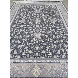 فرش ماشینی اصل 1200شانه گلبرجسته کد1005 دودی 12متری